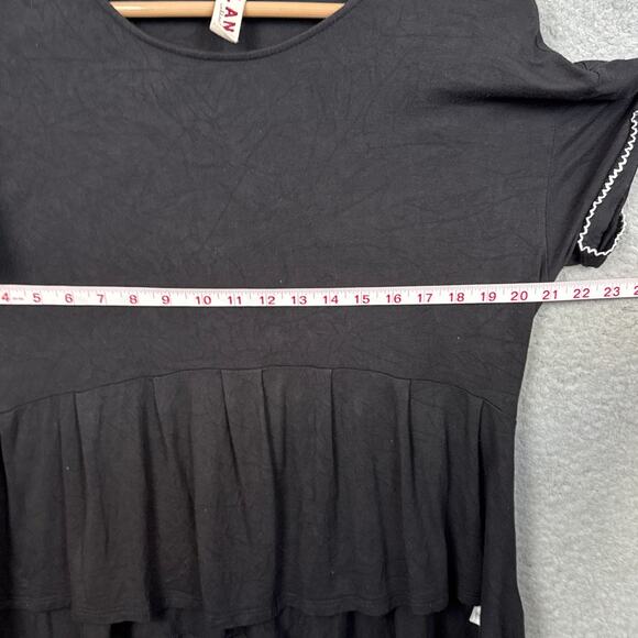 Dolan Anthropologie Womens Peplum Top Black Rayon Baby Doll Size S Boho Coastal - Picture 3 of 8